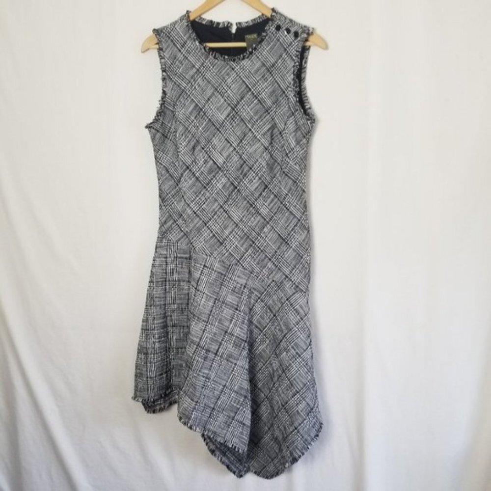 Fringe tweed Taylor sleeveless Asymmetrical dress size 10 (303) - Picture 2 of 11
